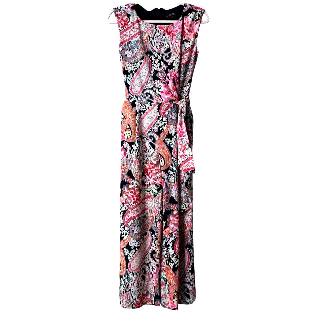 Tahari Arthur S. Levine Paisley Print Sleeveless Jumpsuit Wide Leg Size‎ 4